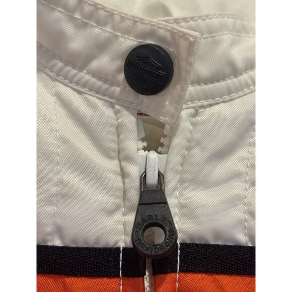 Harley Davidson Racing Jacket- White and orange Women’s Sz L EUC Biker Grunge - Picture 5 of 13